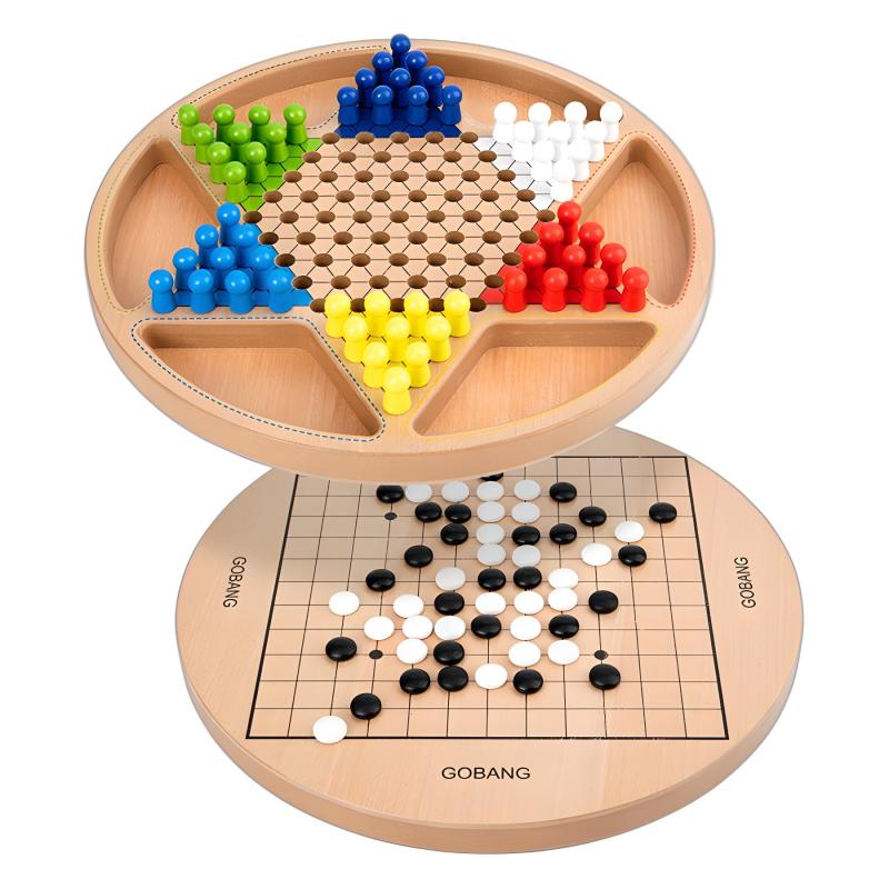 Board Games |   Classic Game Collection 12-Inch Wooden Chinese Checkers Set With Marbles Board Games Board Games