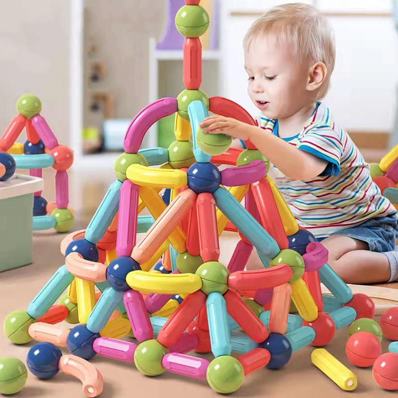 Magnetic Tiles & Building Sets |   St2 68-Piece Magnetic Building Sticks Set For Kids – Colorful 3D Construction Blocks Building Blocks & Sets Magnetic Tiles & Building Sets