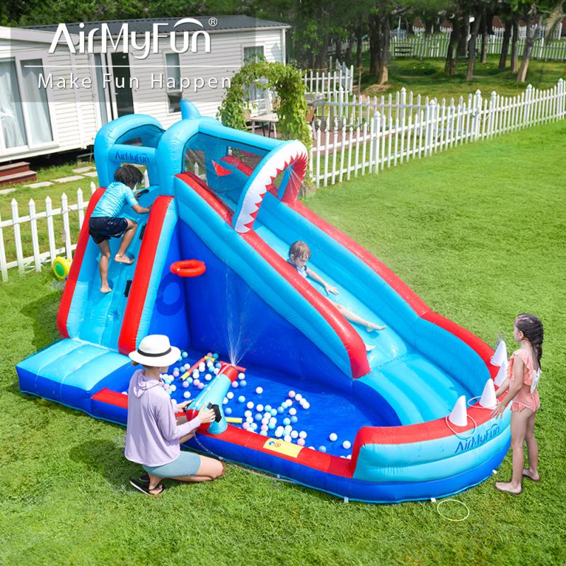 Swimming Pools & Water Toys |   Banzai Inflatable Slide 'N Bounce Splash Park Water Park Outdoor Play Swimming Pools & Water Toys