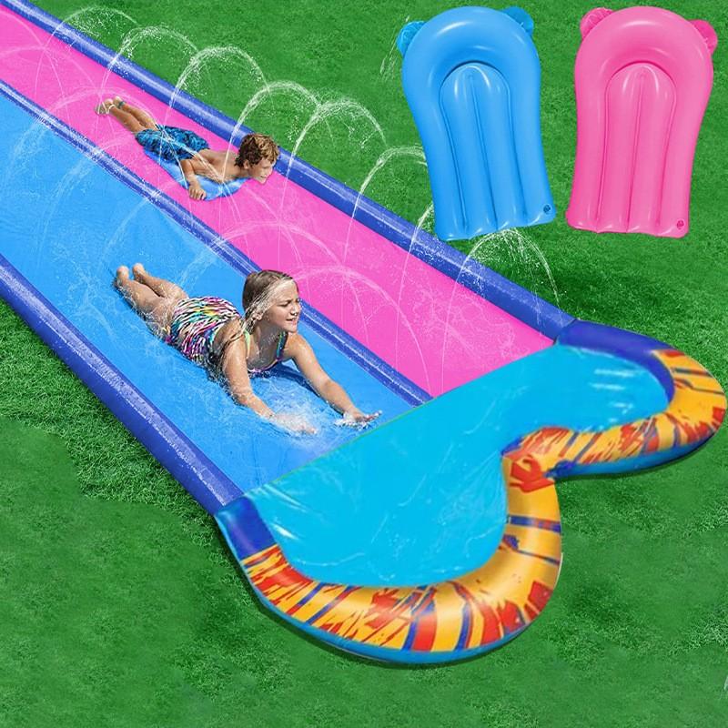 Swimming Pools & Water Toys |   Banzai Triple Racer Kids Inflatable Water Slide With Splash Pool Outdoor Play Swimming Pools & Water Toys