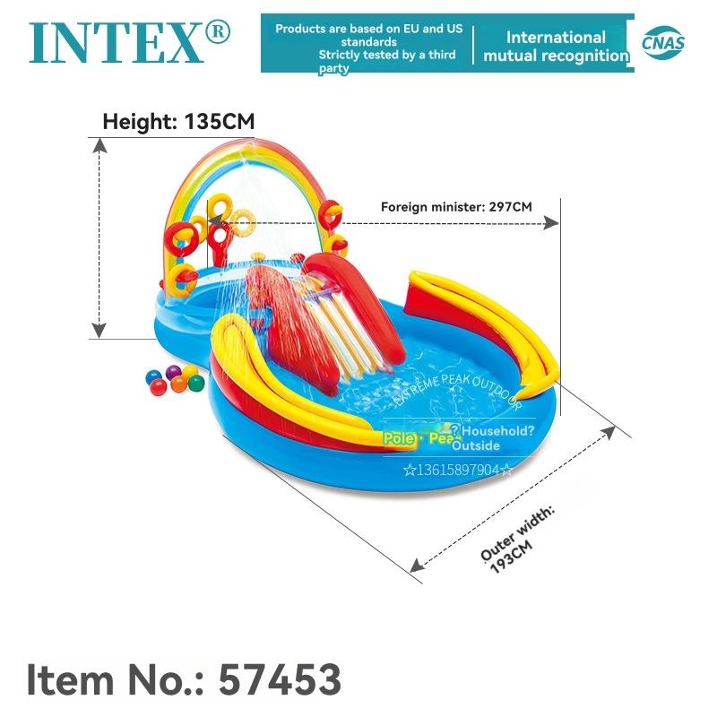 Swimming Pools & Water Toys |   Intex Rainbow Ring Inflatable Play Center With Slide And Games Outdoor Play Swimming Pools & Water Toys