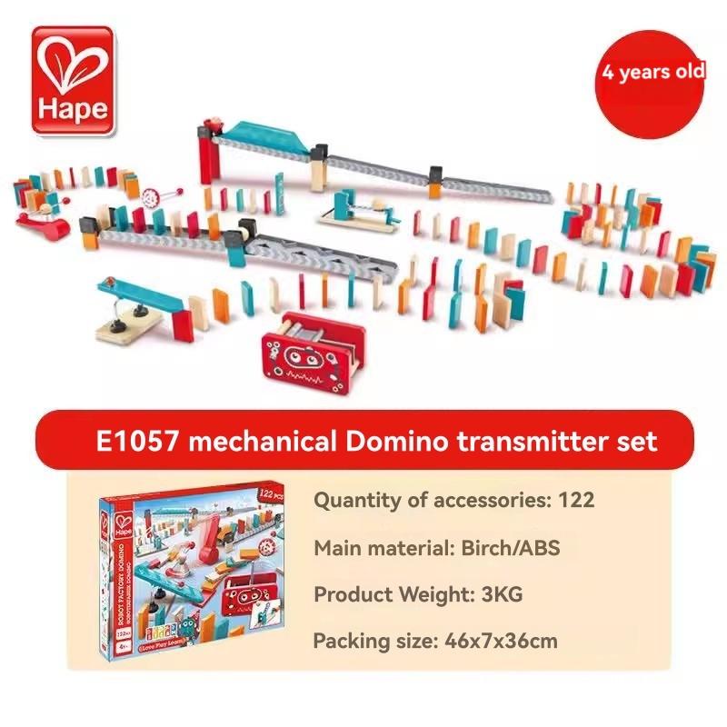 Wood & Jumbo Blocks |   Hape Mighty Hammer Wooden Domino Set – 59 Pieces Interactive Playset Building Blocks & Sets Wood & Jumbo Blocks