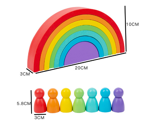Wood & Jumbo Blocks |   Tickit Wooden Rainbow Architect Arches – 7 Piece Set Building Blocks & Sets Wood & Jumbo Blocks