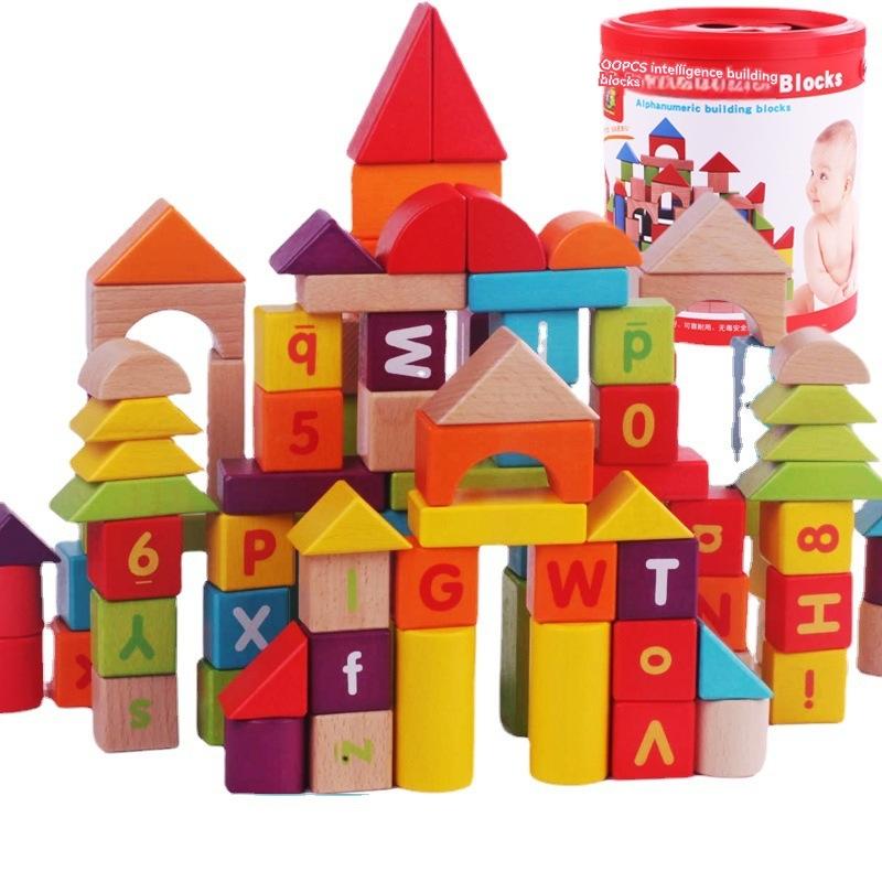 Wood & Jumbo Blocks |   Hape Space Monster 54-Piece Wooden Block Set – Colorful And Creative Shapes Building Blocks & Sets Wood & Jumbo Blocks